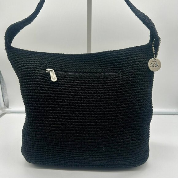 The Sak Woven Shoulder Bag Black Classic Pockets Minimalist Classic Lagenlook - Picture 3 of 12
